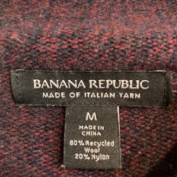 Womens Banana Republic Maroon Heather Moc Neck Recycled Wool Sweater Size Medium - Picture 6 of 16